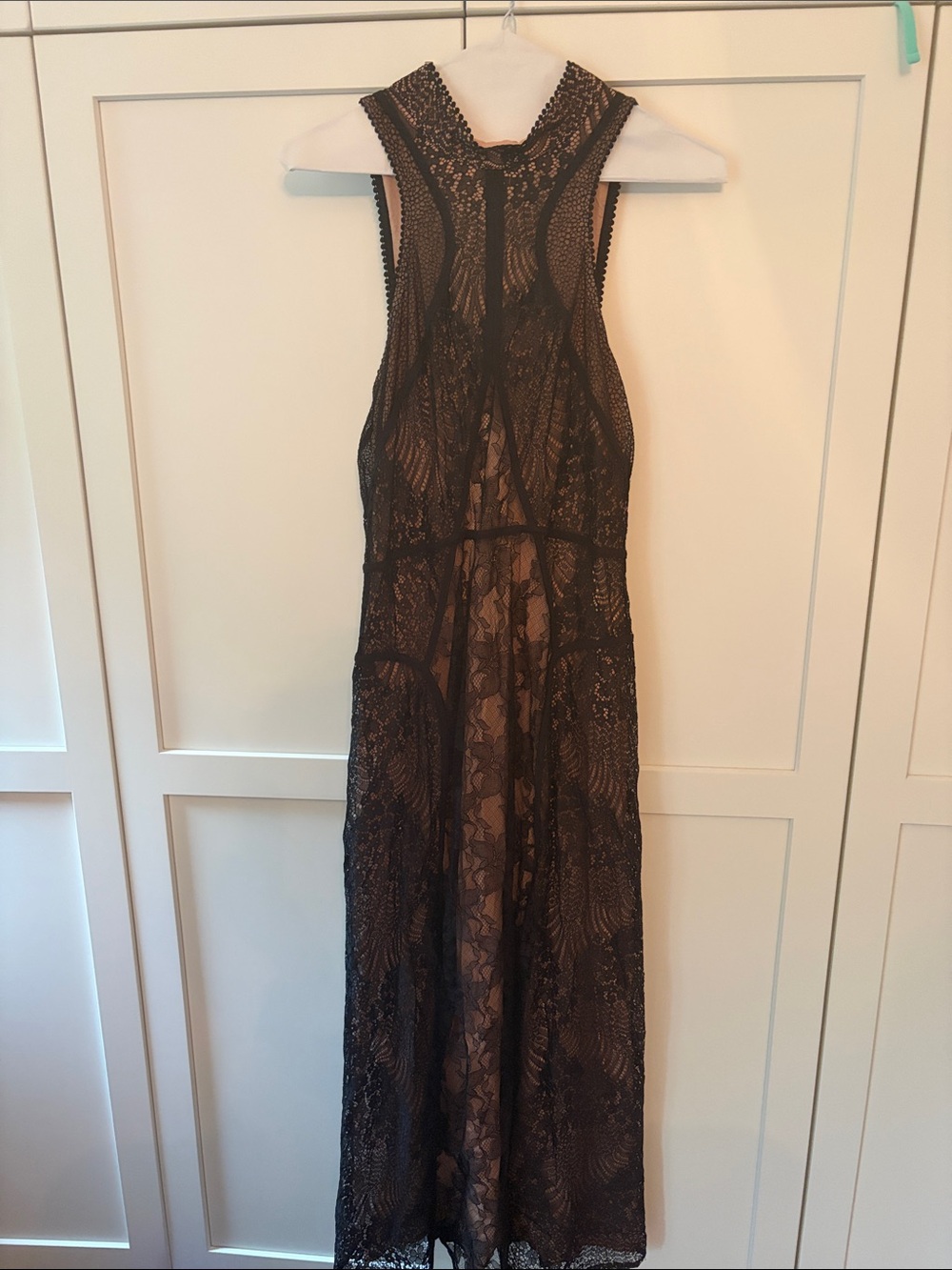 Anthropologie Black Lace Overlay Prom Dress